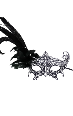 Generic Black Metal Feather Facepiece