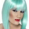 Smiffys Adult Glam Wig Neon AQUA