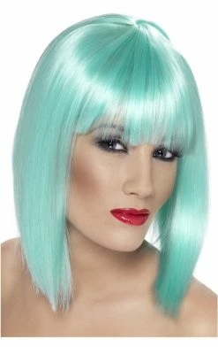 Smiffys Adult Glam Wig Neon AQUA