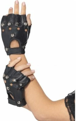Smiffys All Themes Adult Studded Punk Gloves