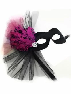 Generic Black & Fuchsia Masquerade Facepiece Masquerade Ball