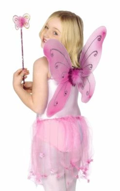 Smiffys Child Pink Butterfly Wings And Wand