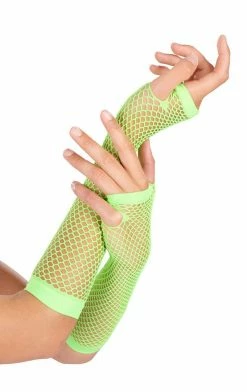 Generic Green Neon Fishnet Gloves Disco