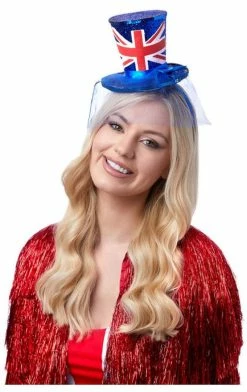 Generic Ladies Union Jack Mini Sequin Top Hat Around The World