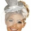 Smiffys Mini Top Hat (Silver Glitter)