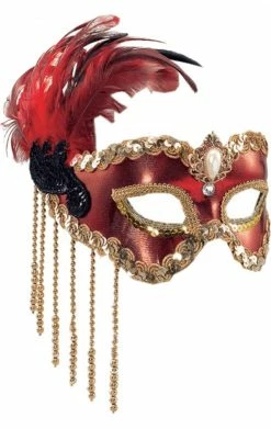 Bristol Novelty Red And Gold Satin Facepiece All Themes