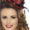 Smiffys Red Mini Hat With Feather