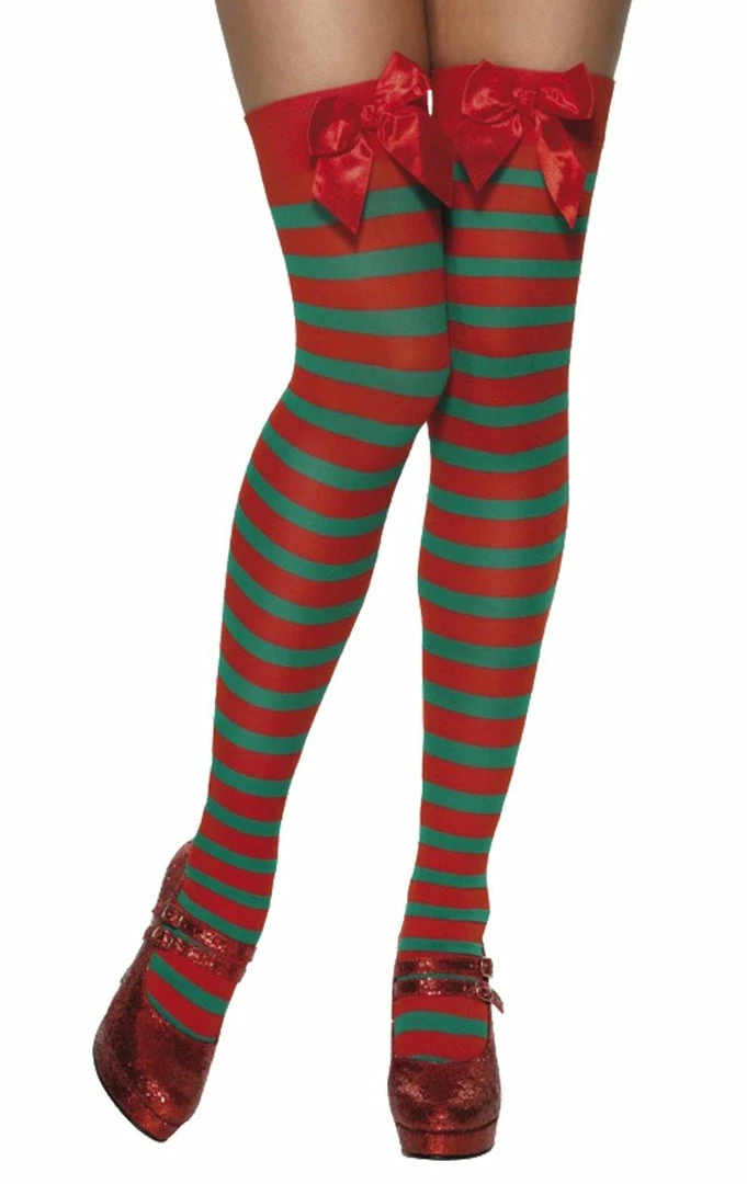 Smiffys All Themes Stripy Elf Thigh High Stockings 3 Smiffys All Themes Stripy Elf Thigh High Stockings