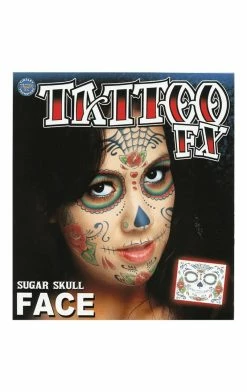 Tinsley Transfers Sugar Skull Face Tattoo All Themes