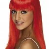 Smiffys Womens Neon Red Glamour Wig