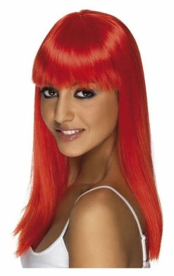 Smiffys Womens Neon Red Glamour Wig