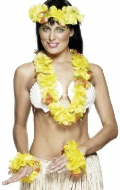 Smiffys All Themes Yellow Hawaiian Leis Accessory Set